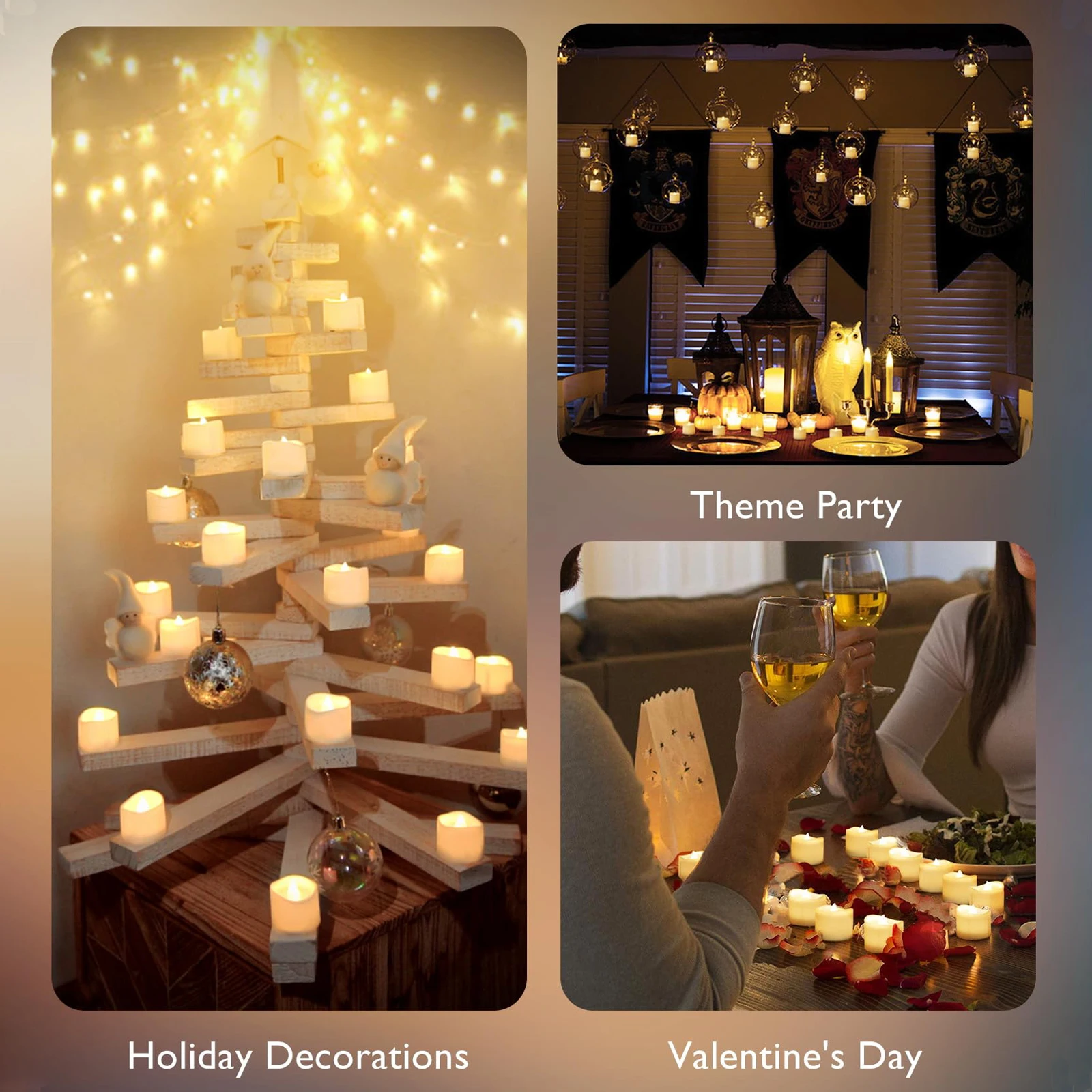 24Pcs/Box Flameless Candle Battery Operated 200+Hours LED Candles Tea Lights Romantic Wedding Candle Halloween Decor Candle