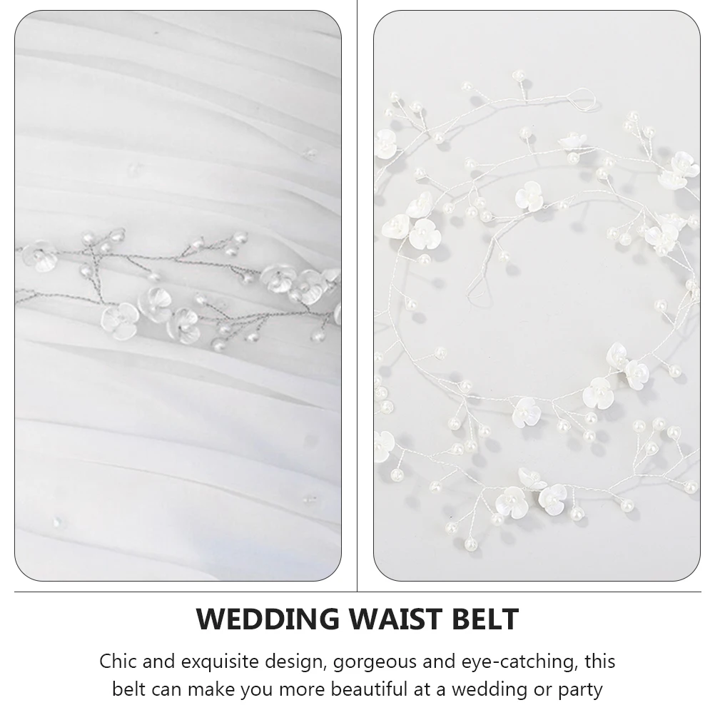 

Pearl Flower Belt Wedding Bridal Waist Accessory Elegant Zinc Alloy Decorative Sash Chain Belt For Party Dress
