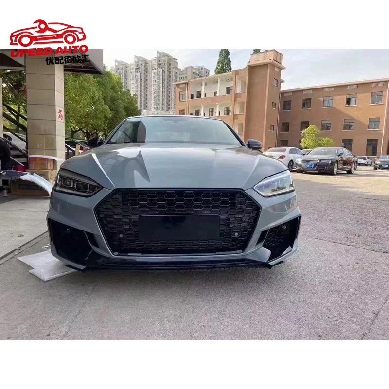Suitable for STLF A5 Rs5 2017 2019 Body Kit Front Bumper Acc radar Bracket Carbon Fiber Pattern Front Grille Chrome Plating