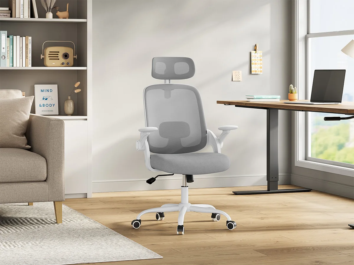 WOLTU Ergonomischer Bürostuhl aus Netzstoff, anhebbarer Gaming-Stuhl, drehbarer Computerstuhl mit Kopfstütze, verstellbare Lendenwirbelstütze, hohe Rückenlehne – Detail 28