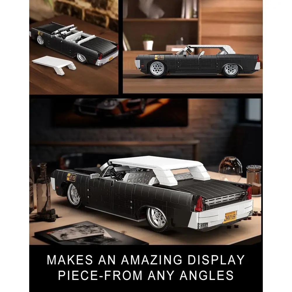 Classic Vintage Sports Car Building Blocks Kit, 1903-Piece Model Set for Ages 14+ and Adult Collectors (Static Version)