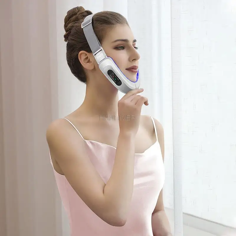 V instrument visage micro courant électrique lifting masseur visage mince rouge bleu instrument de beauté