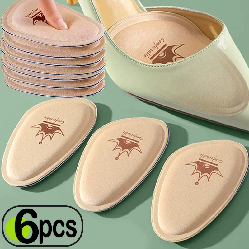 2/6PCS Nicht-slip Krone Vorfuß Pads Frauen Kissen Schmerzen Relief Fuß Pflege Pad High Heels Halbe-größe Einsatz Schuh Sohle Fuß Einlegesohlen