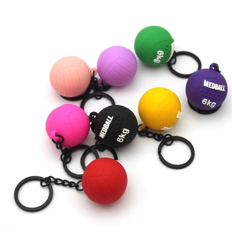 3d medball chaveiro para mulheres bonito esportes chaveiro pvc bola de medicina chaveiro criativo portachiavi llavero saco charme