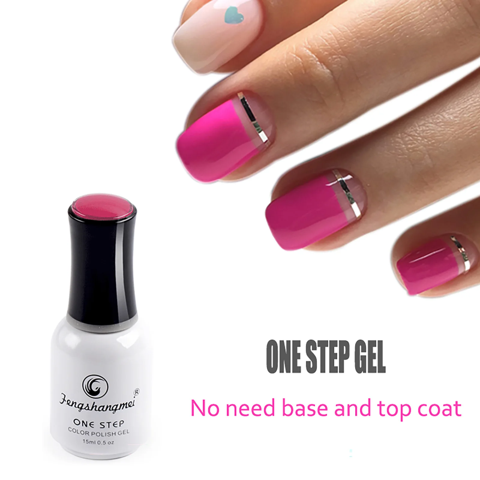3-in-1-Gel-Nagellack mit einer Stufe, kein Abwischen, Basis- und Decklackfarbe, All-in-One-Soak-Off-UV/LED-Gel-Nagellack für Nagelkunst, Salon und DIY-Maniküre