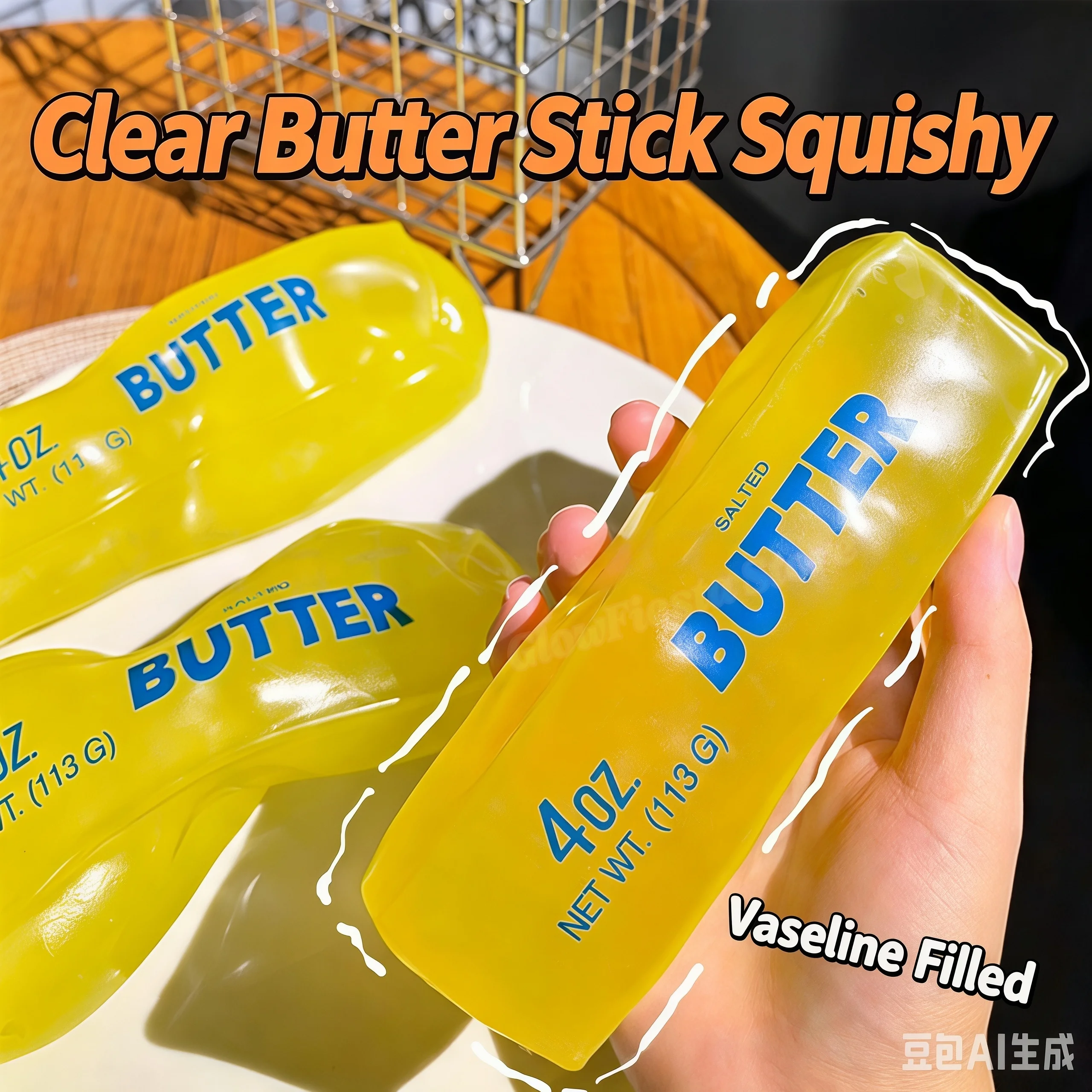 Formbarer Butter-Stick: Vaseline-gefülltes Stressabbau-Spielzeug, Butter-Käse-Riegel zum Quetschen, Fidget-Spielzeug zur Dekompression, Entspannungsspielzeug, Geschenk – Detail 1