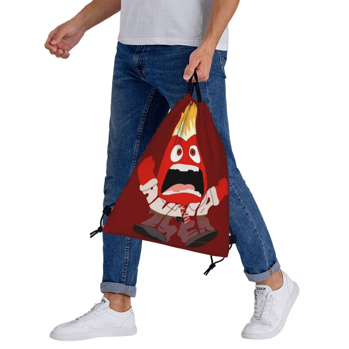 Anger-mochila multifunción portátil con cordón para hombre y mujer, bolsa deportiva con bolsillo para libros, escuela