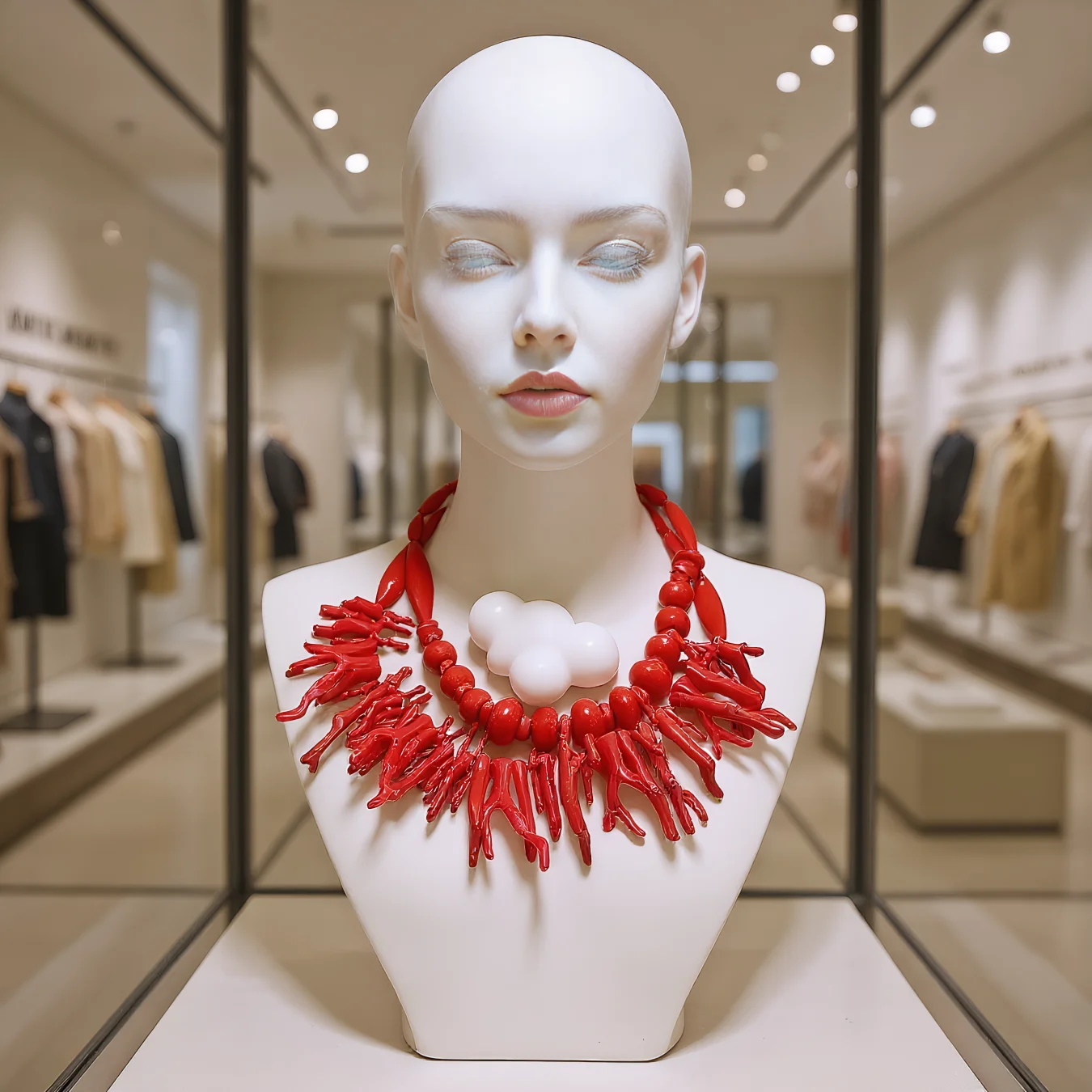 Crossborder sales of Bohemian style double layer wear resin coral necklace women\'s fashion personality plant red goth halloween