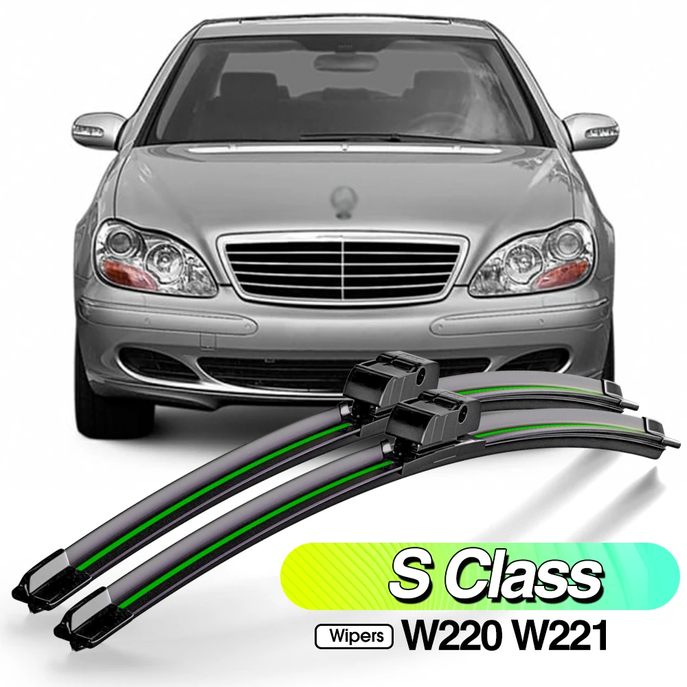 For Mercedes Benz S Class W220 W221 1998-2013 2pcs Front Windshield Wiper Blades Windscreen Window Accessories 2005 2009 2012