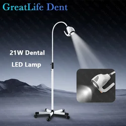 GreatLife Dent 21w 7 diod LED 50000 dożywotnia zimna bezcieniowa lampa operacyjna ruchomy stojak podłogowy stomatologiczne światło do badań weterynaryjnych