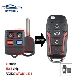 QWMEND CWTWB1U331 Remote Car Key For Ford Explorer Focus Edge Escape Ranger Mustang Flex For Mercury For Lincoln 4D63 Chip