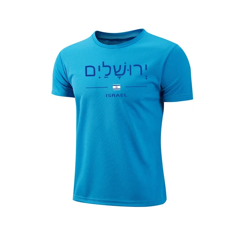 Mens T-shirt Print Casual Exercise Tops Outdoor Jogging Cycling Clothing Summer Quick-Drying Mesh Tees Daily Running Sportswear