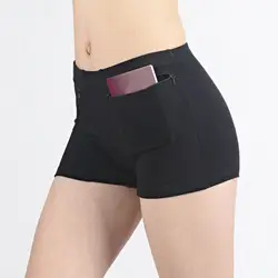 Women Safety Pants Anti-theft Zippered Pocket Women's Safety Shorts with High Elasticity Seamless Design for Yoga Outdoor