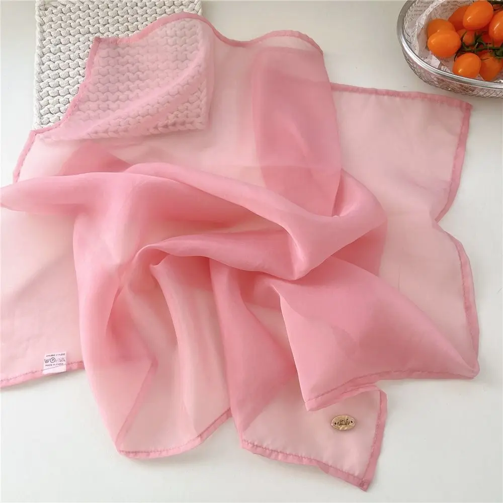 

Простой однотонный маленький квадратный платок, тонкий прозрачный хлопково-льняной шарф, повязка на голову, шелковый платок однотонного цвета, пляжный шарф