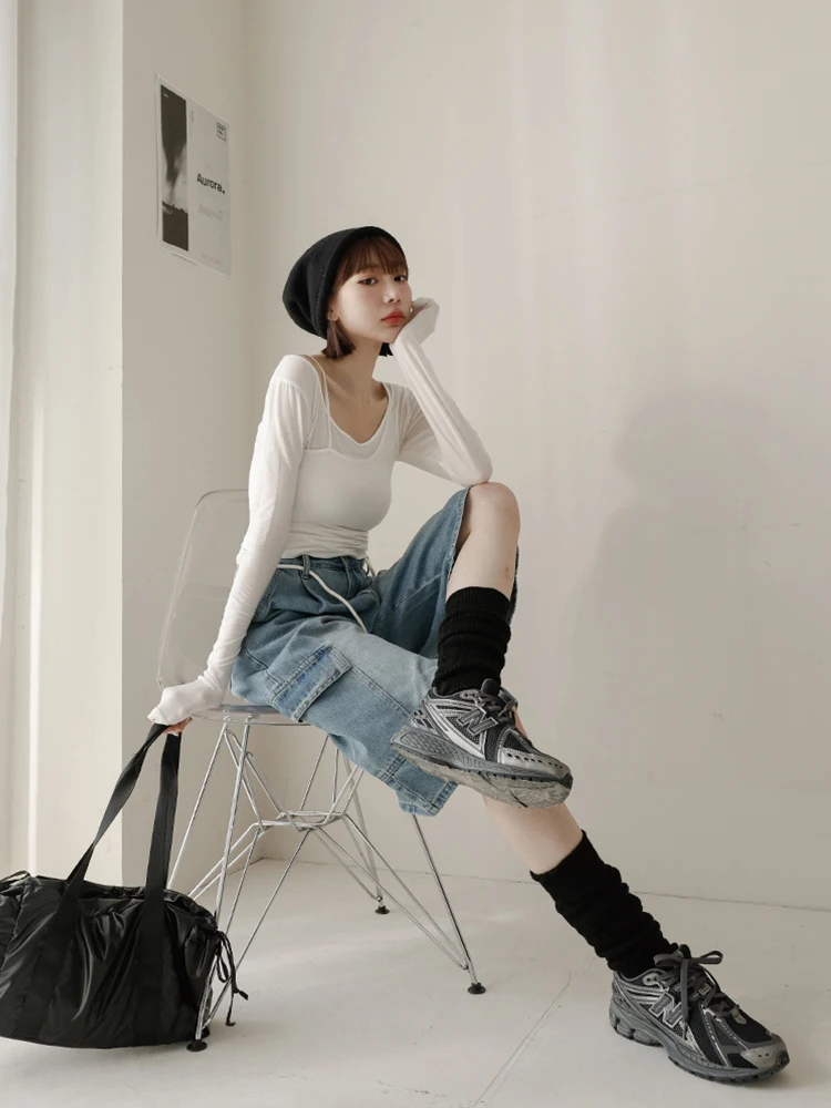 

Джинсовые орты в стиле ретро с низкой талией и веревочным галстуком Queen Faion op Новые осенне-зимние женские повседневные широкие хлопковые эластичные джинсы