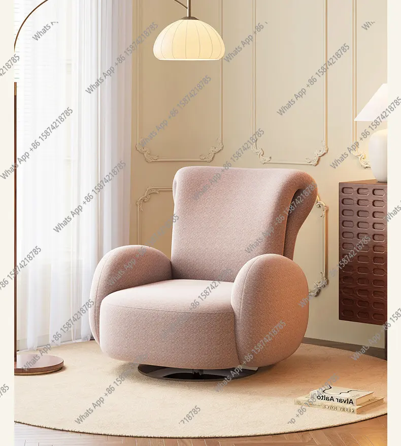 

Французский ретро светло-розовый синельный одиночный диван, вращающийся балетный стул, кресло для отдыха