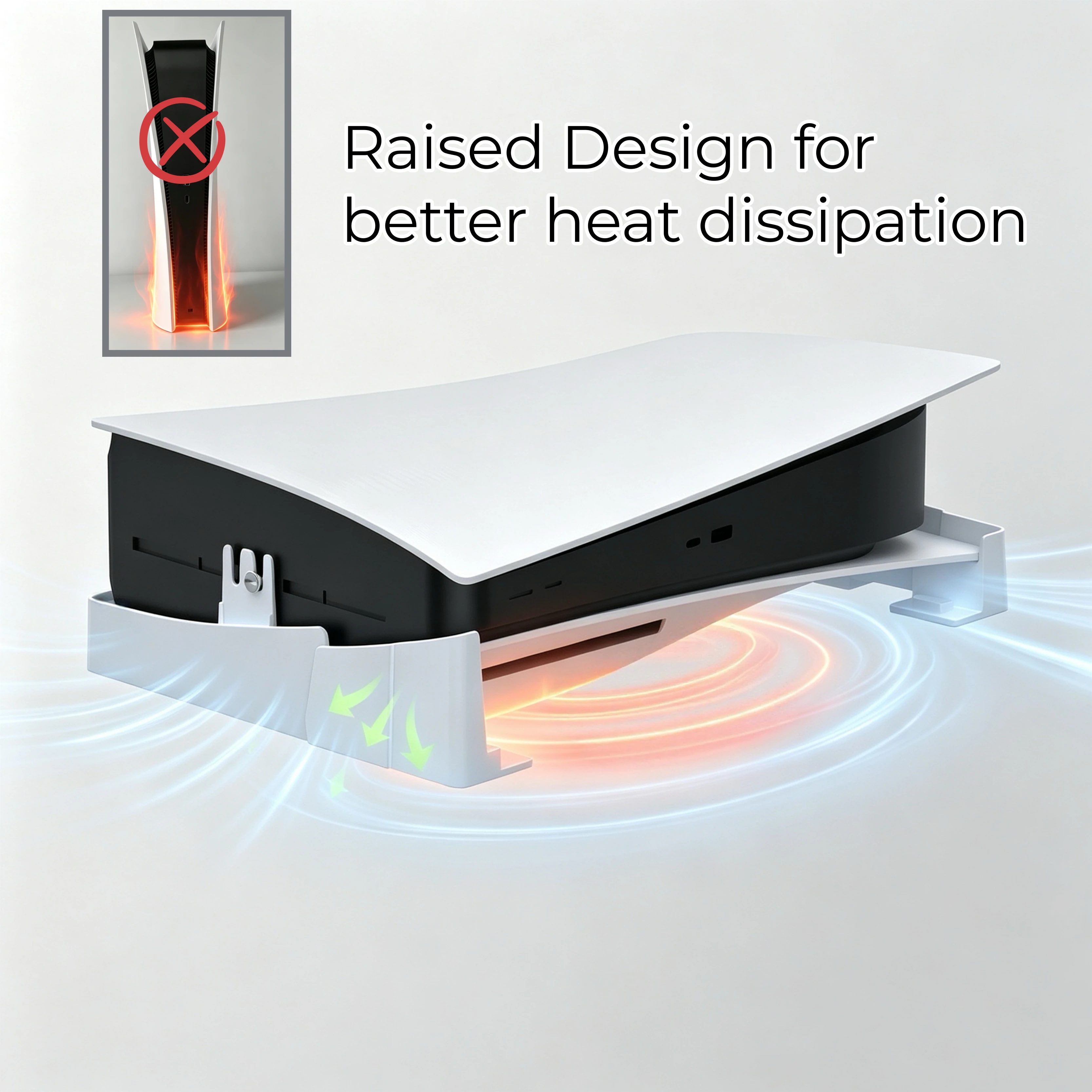 PS5/Slim/Pro Horizontaler Ständer für Disc- und Digital-Konsolen, Schützender Stabiler PlayStation 5 Ständer, Skalierbares Design für PS5-Zubehör – Detail 3