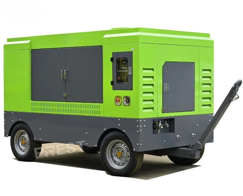 Portable Heavy-duty Diesel Screw Air Compressor Machine with Engine 16/17 M/min 16/13 bar for DTH & Water Well Drilling
