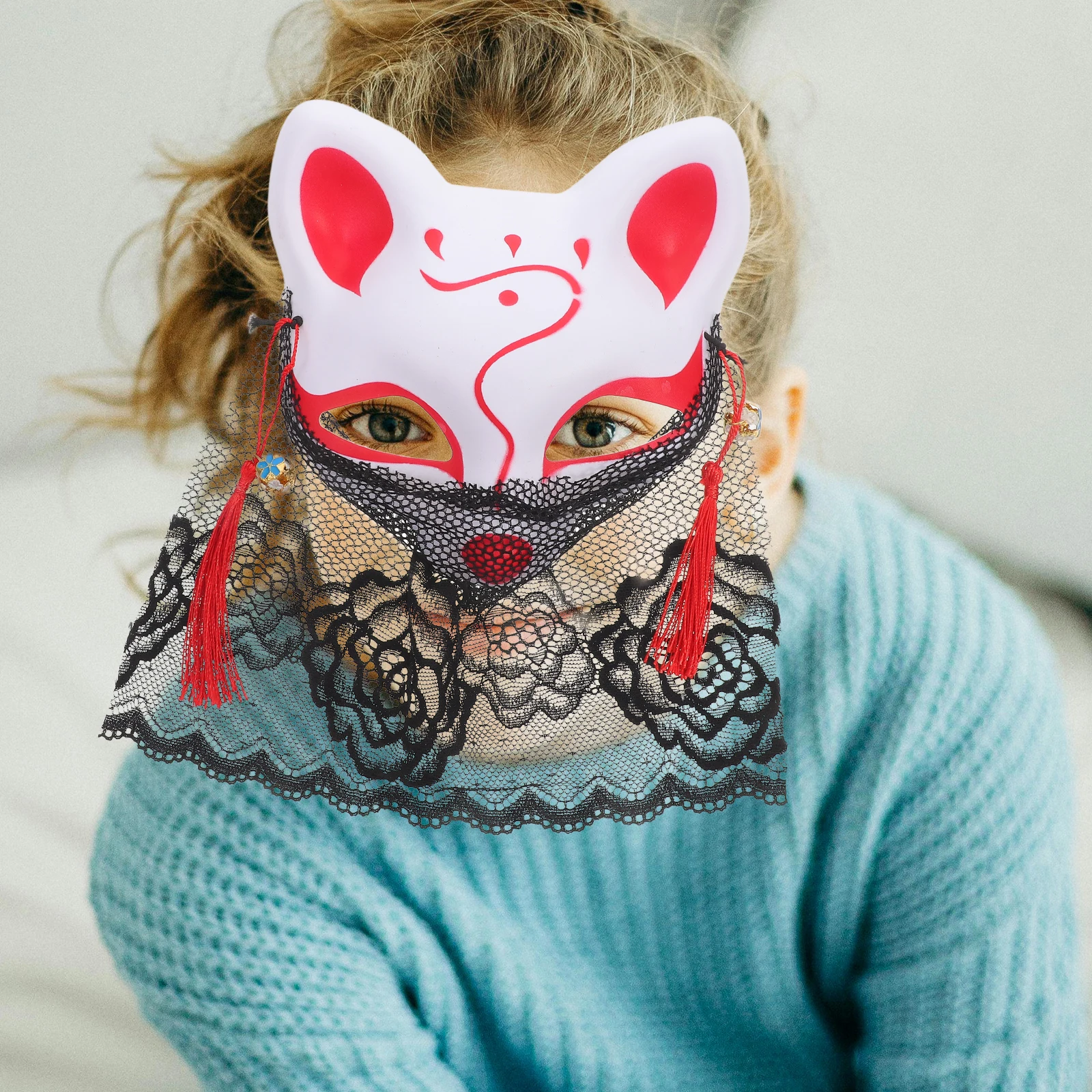 

Half Face Fox Mask Intricate Animal Design Masquerade Party Carnival Cosplay Accessory Reusable Festival Decorative Prop For