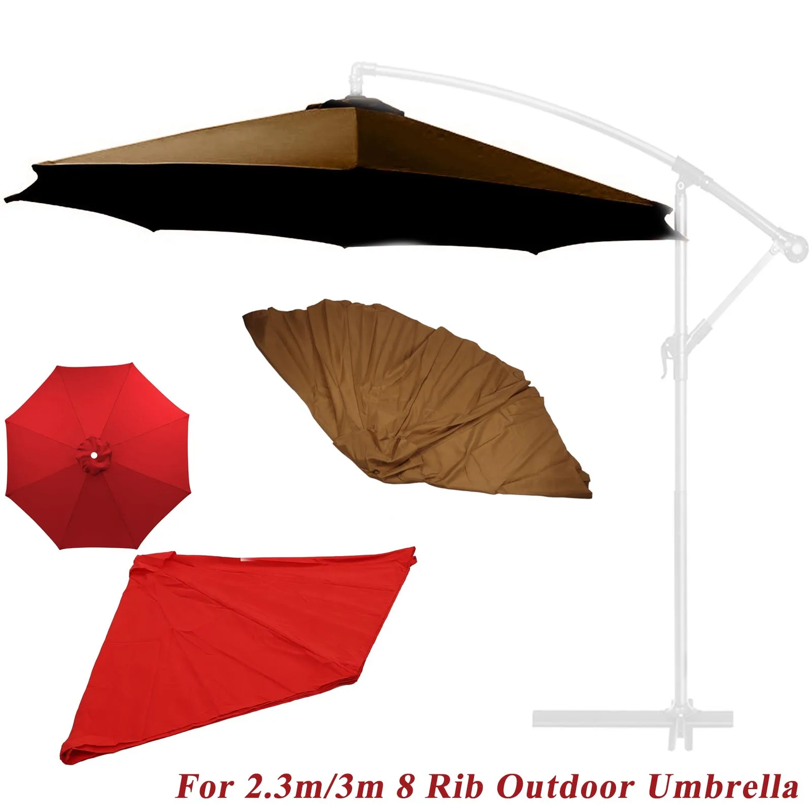 

2.3m/3m Patio Umbrella Surface Canopy Waterproof UV Protective Polyester Replacement Umbrella Top For 8 Rib Outdoor Umbrella