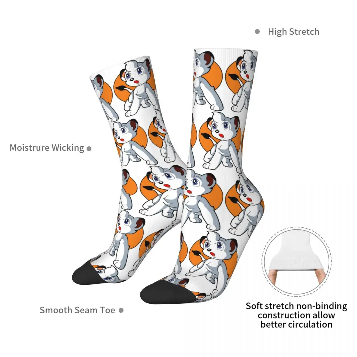 Kimba Leon Blanco Socks Harajuku High Quality Stockings All Season Long Socks Accessories for Unisex Christmas Gifts