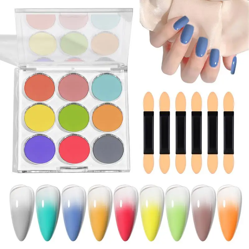 2024 Gradient Nail Powder Palette 9 colori Nail Gradient Glitter Pigment Set Chrome Powder Manicure accessori effetto specchio