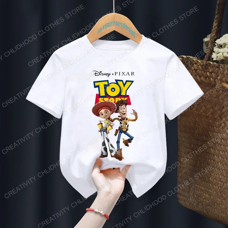 Toy Story Children T Shirt Woody Buzz Lightyear Clothes Kawaii Short Sleeve Anime Cartoon Kids Boys Girls T-shirt Casual Tee Top