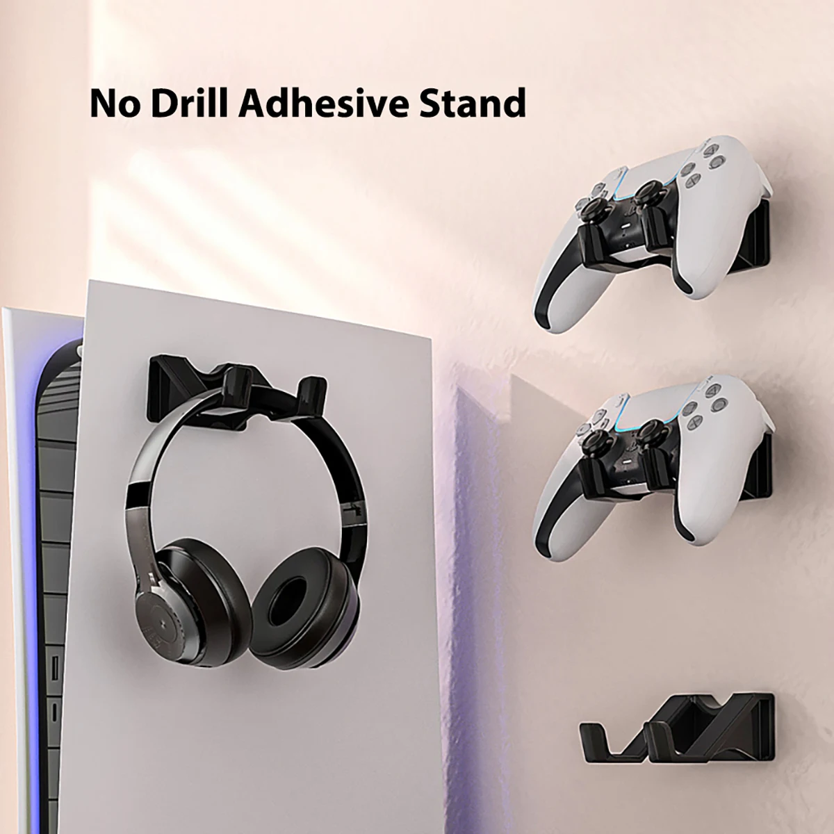 Controller Wall Stand Gamepad Bracket XBOX PS5 PS4 Controller Wall Mount Holder Thick Material Black Hanger without Drilling