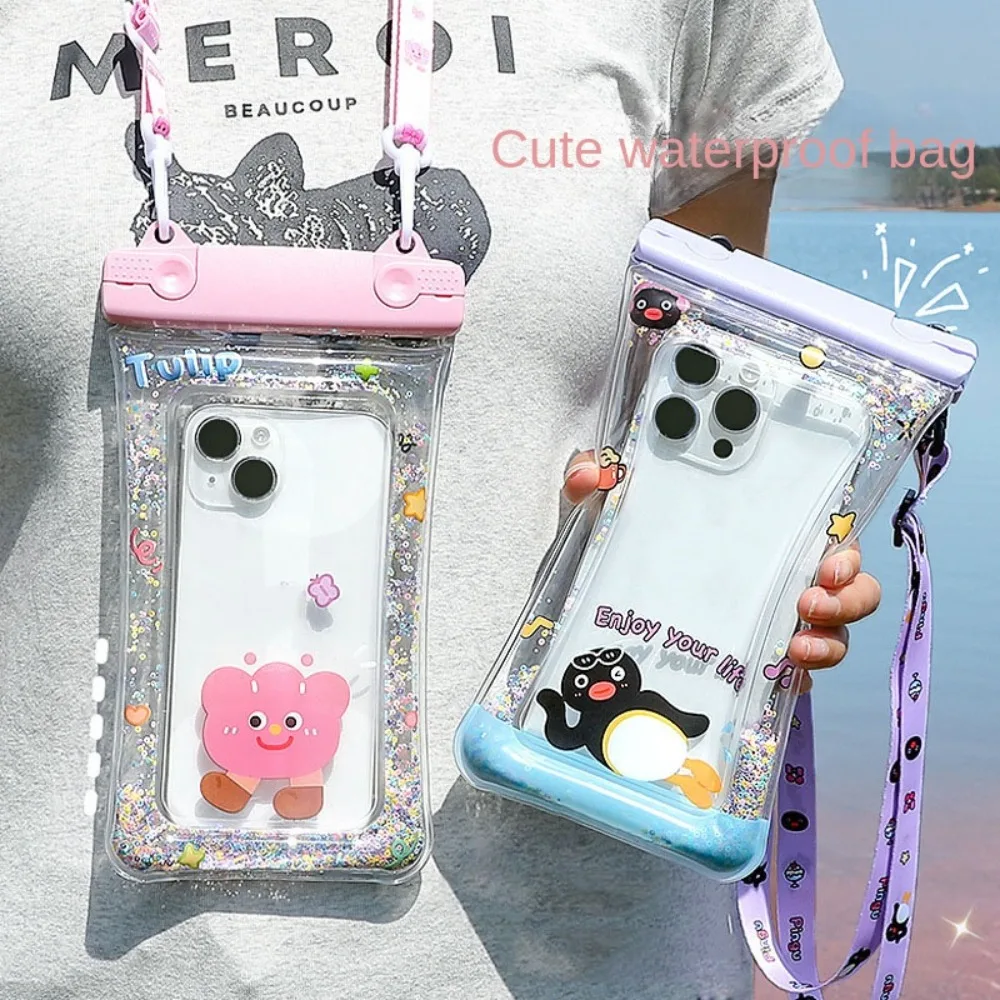 Cartoon Waterproof Phone Case Air Bag Touchable Mobile Phone Bag Transparent Universal Phone Protector Pouch