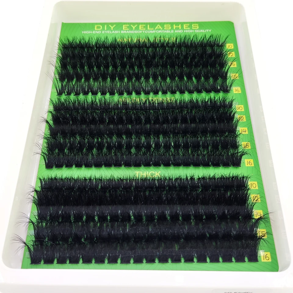15 filas de racimos de pestañas esponjosos y gruesos 5D 60D-200D, mezcla de 10-16 mm, pestañas individuales wispy, extensión DIY, pestañas postizas 4