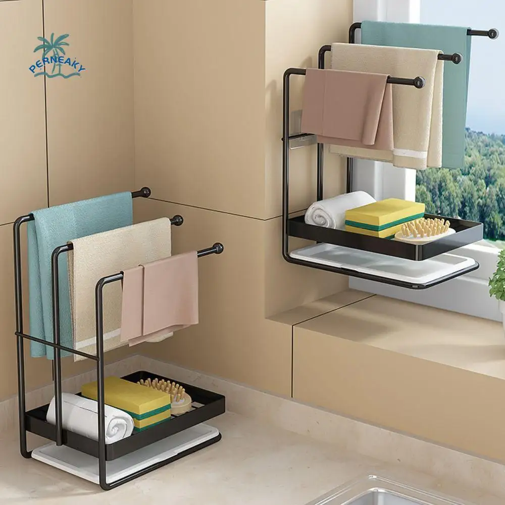 

Modern Kitchen Sponge Rack Removable Drain Plate Anti-rust Kitchen Storage Stand Space Saving Convenient