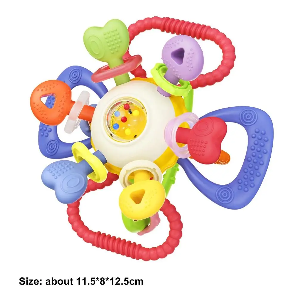 Brinquedo sensorial montessori premium para dentição, silicone macio, lavável, chocalho vibratório, fácil de segurar, brinquedo educacional para alívio de bebês