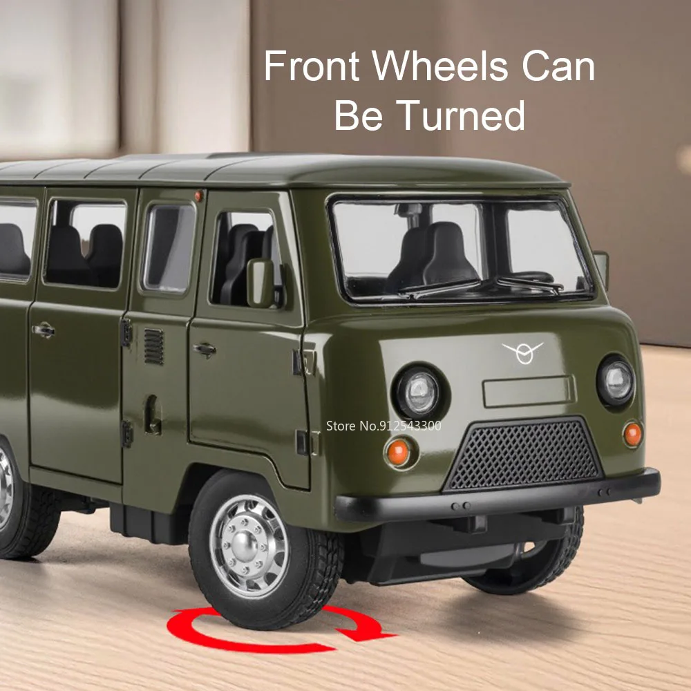 حجم كبير 1:18 UAZ المسافر سيارة لعبة مجسمة معدنية دييكاست التراجع نماذج ضوء الصوت محاكاة RV الديكور الأولاد يعرض
