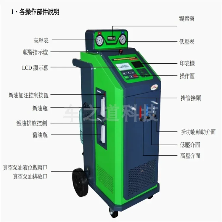 Automatic car air conditioning non dismantling cleaning machine AMC-800A refrigerant recovery and filling machine