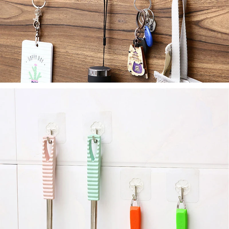 10 PCS Wall Hooks 15 KG Heavy Duty Self Adhesive Hook Waterproof  Strong Hooks