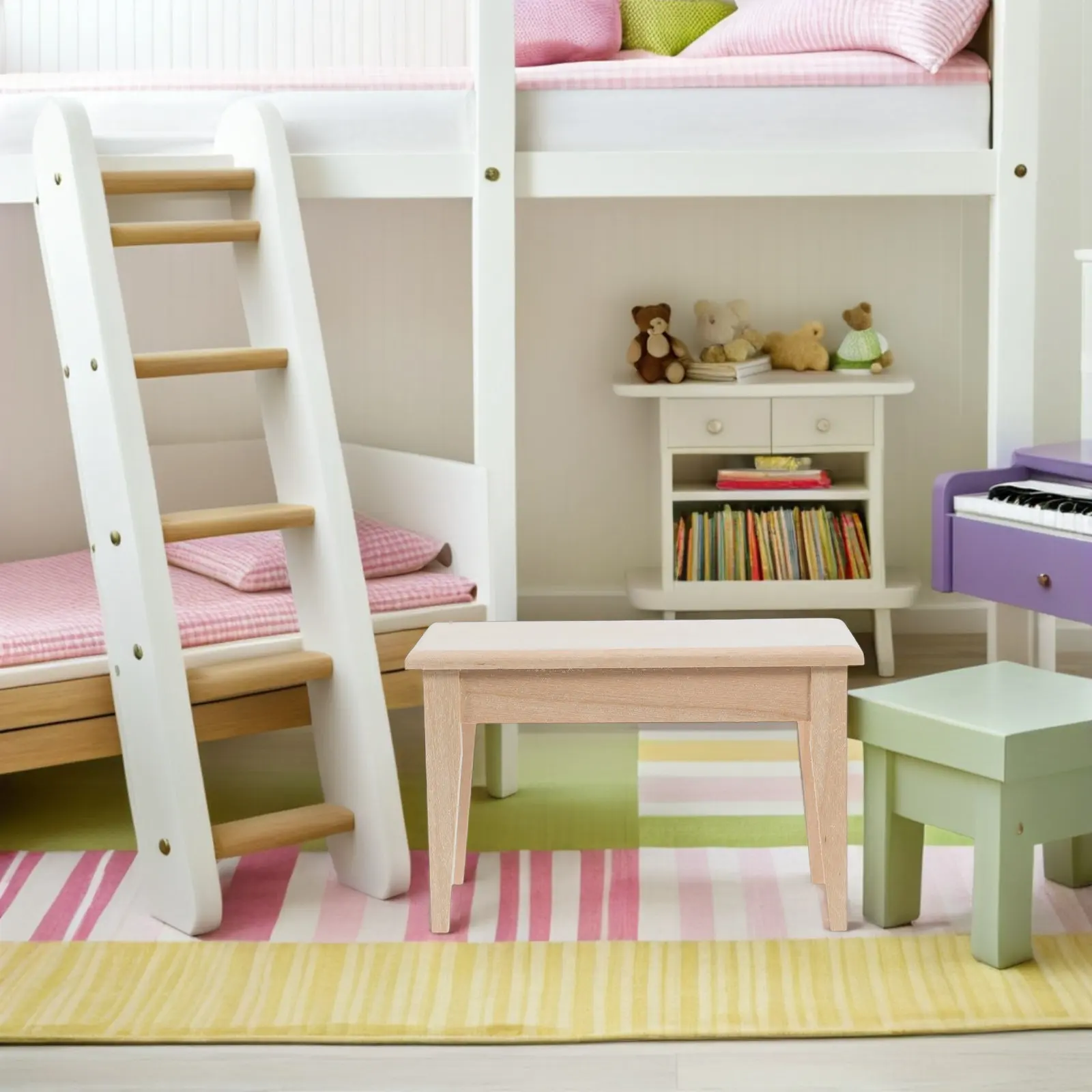 

Miniature Wood Desk Thickened Solid Color DIY Painting Supplies Room Decor Micro Layout Props Mini Wooden Table