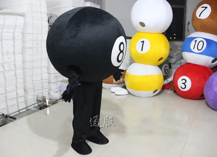 Christmas Friendly Billiard Ball Carom Mascot Costume Mascota Fancy Dress With Round White Face Black Numbers Mascot Costumes F