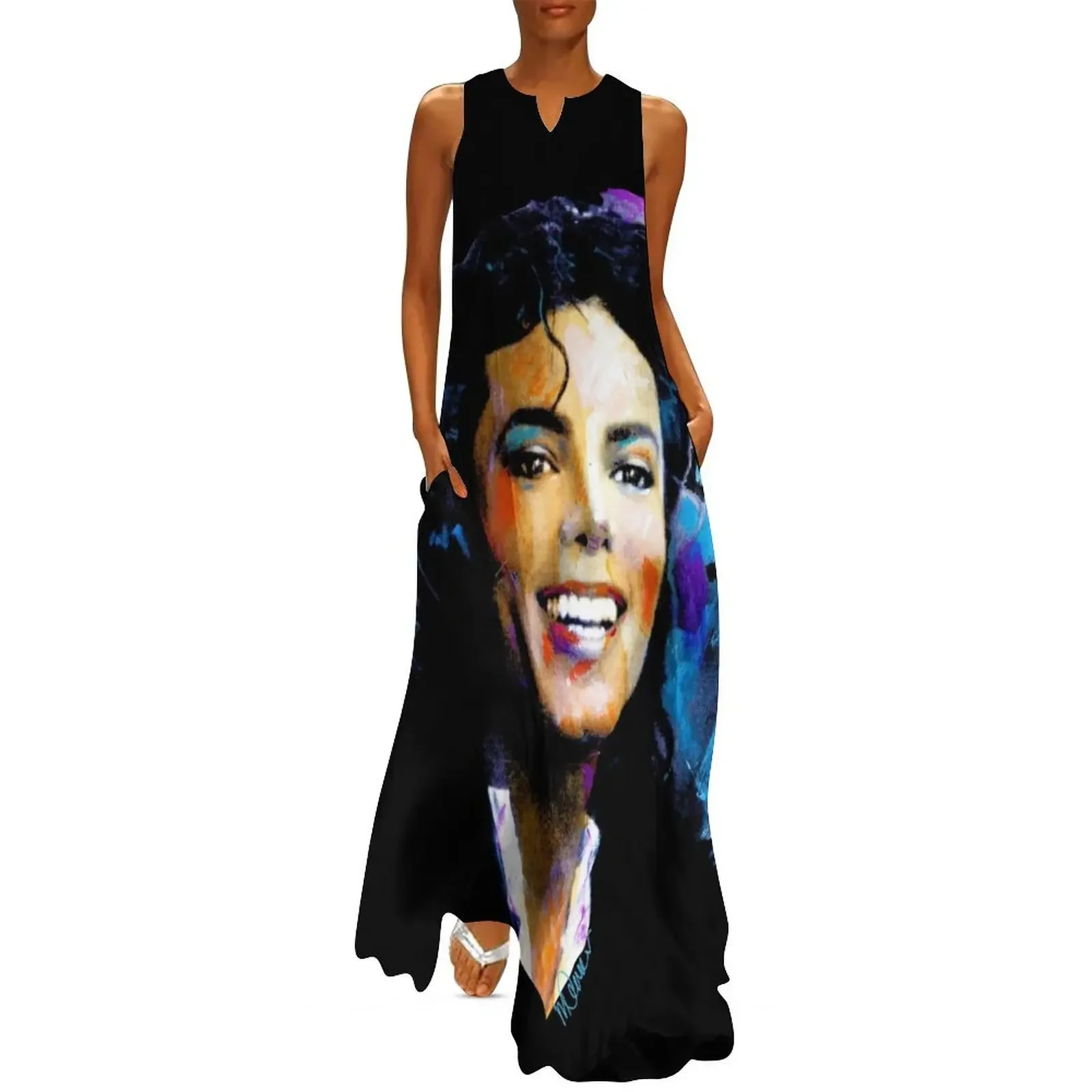 

Michael Iconic Smile Jackson Pop Art Portrait Long Dress clothes for woman Prom gown elegant women's dresses for wedding Dress