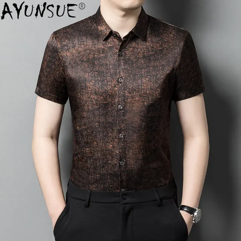 

34.1% Mulberry Silk Shirt for Men High Quality Men's Silk Shirt Clothes for Men 65.9% Cotton Causal Shirts Men Camisa Masculina