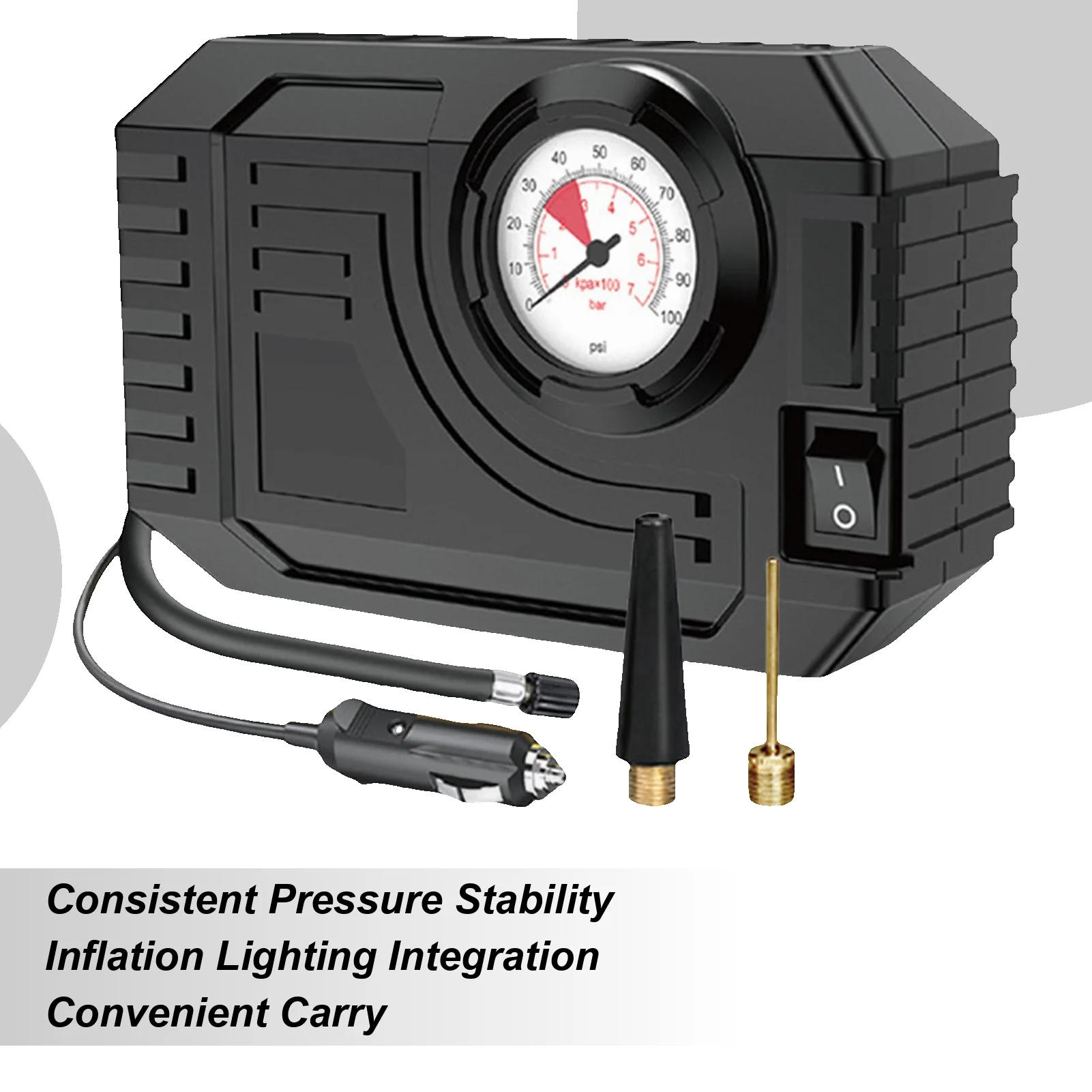 

Накачиватель шин, небольшой беспроводной автомобильный насос для накачивания шин со светодиодной подсветкой, велосипедный насос для быстрой накачки мотоцикла, седанов, кемпинга, грузовика