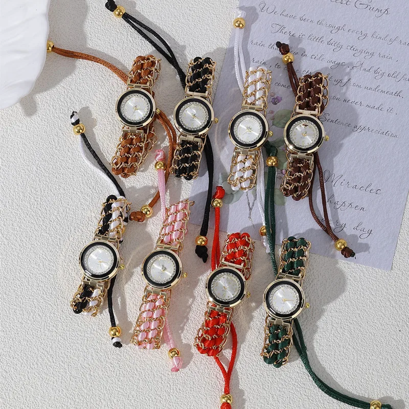 Women Knitting Rope Chain Winding Analog Quartz Movement Wrist Watch Fashionable Simple Style Quartz Wristwatch