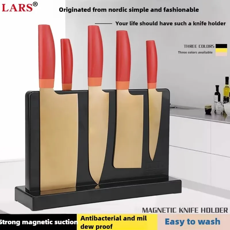 Heavy-Duty Magnetic Knife Holder Universal Knife Stand Kitchen Knife Block Thick Wooden Storage Organizer