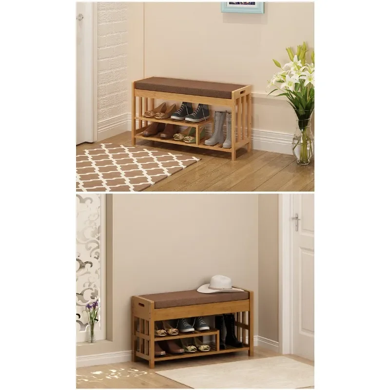 European storage stool storage box Clothes shop sofa rectangular shoe changing solid wood shoe cabinet can sea