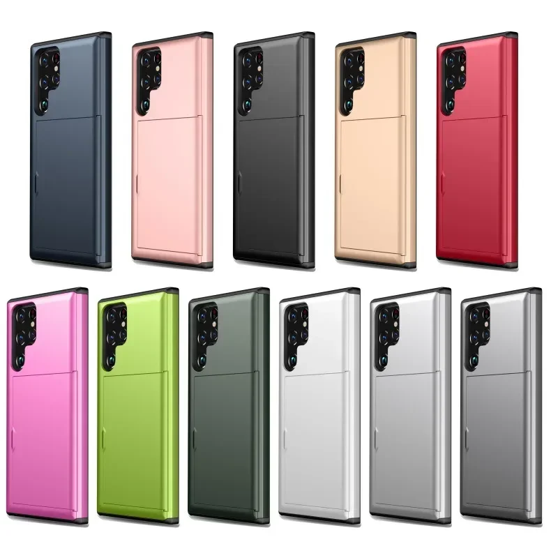 For Samsung Galaxy S24 S25 Ultra S23 S21 S20 FE S22 Plus + Note 20 ultra A55 Phone Case Invisible Card Slot Holder Wallet Cover