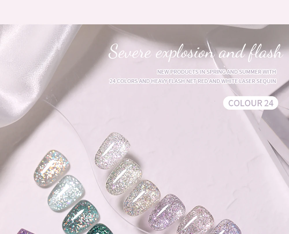 Vendeeni 24 Farben/Set Hochdichter Glitzer-Gel-Nagellack Semi-Permanenter Glitzer-UV-LED-Soak-Off-Gel-Lack mit Display – Detail 5