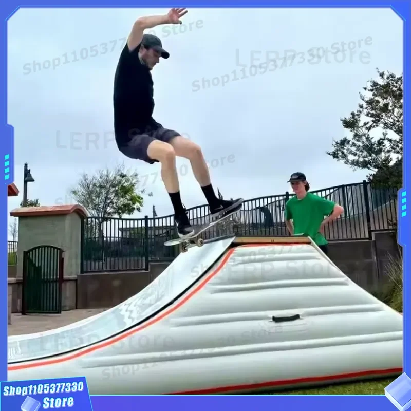Inflatable Skate Ramp 4ft Heavy-Duty Portable for Skateboard BMX, Indoor Outdoor Practice with Fast Inflation