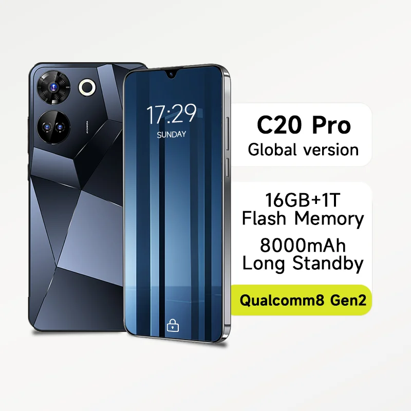 

Смартфон C20 Pro глобальная версия, Qualcomm8 Gen 2, 16 ГБ + 1 ТБ, 8000 мАч, 50 + 108 МП, 4G/телефон с интерфейсом Android