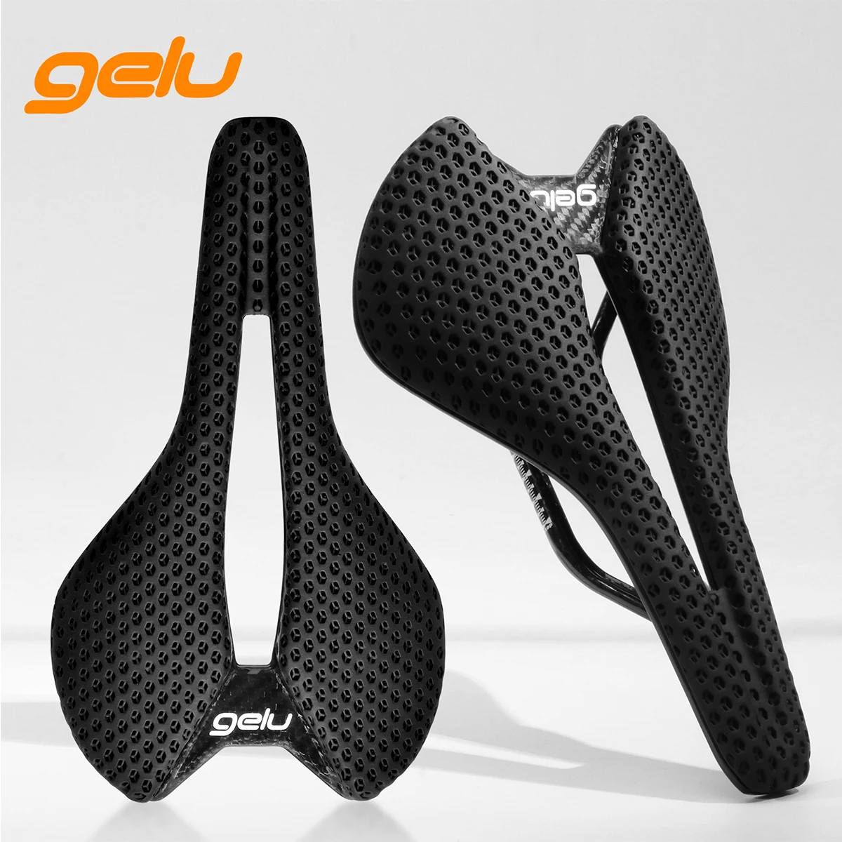 

Gelu Bicycle 3D Printed Carbon Fiber Saddle Ultralight 166g Hollow Comfortable Honeycomb Cushion Road Bike MTB Breathable Seat