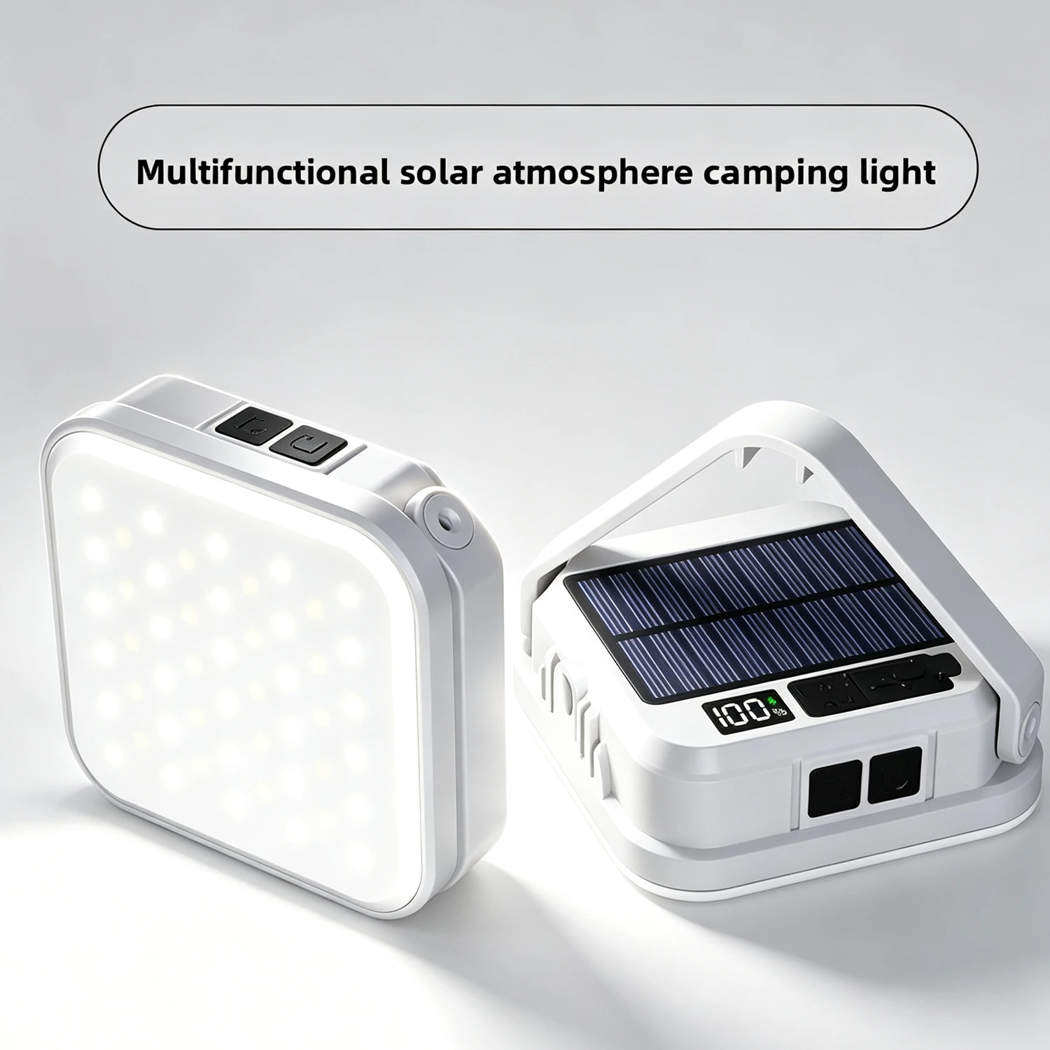 Emergency Lighting Solar Camping Light Portable Outdoor Tent Work SMD Rechargeable LED Hanging Lamp with Digital Power Display