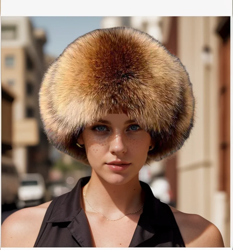 Popular luxury genuine leather straw hat for men and women real raccoon fur hat for winter outdoor skiing to keep warm